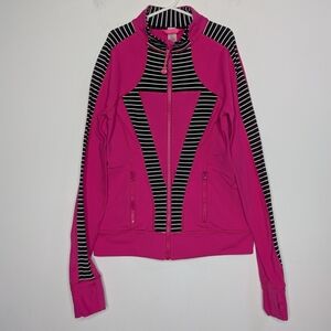 Ivivva By Lululemon Pink Black Long Sleeve Workout Exercise Zip Up Jacket 12